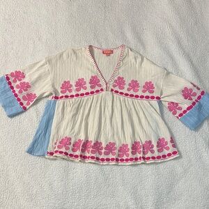 THML Kimono Sleeve Embroidered Detail Top S oversized.